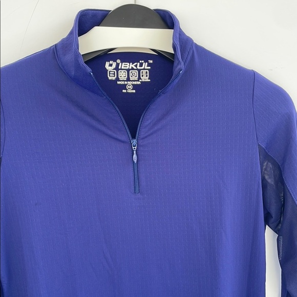 IBKÜL 1/4 Zip Pullover Athletic Quick Dry Top Mesh Sleeves UPF 50 in Blue XS - Picture 7 of 17